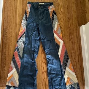 Free People Wide Leg Jeans with Quilted Sides